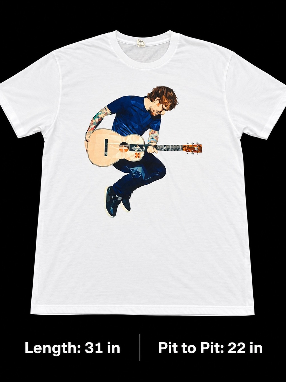 Rock Me Apparel Ed Sheeran Mosaic Guitar Graphic Tee XL White